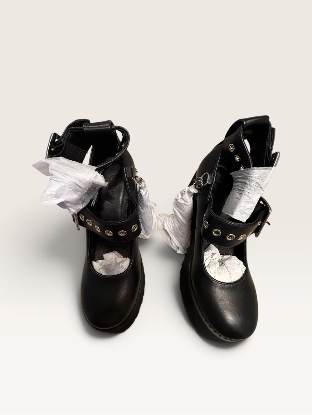 Dolls Kill Widow “Damned if you do” Black Platform Mary Jane Heeled Boots - Picture 6 of 9